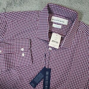 Mizzen Main Leeward Shirt Mens 2XL Red Gingham Check Trim Fit Long Sleeve NWT